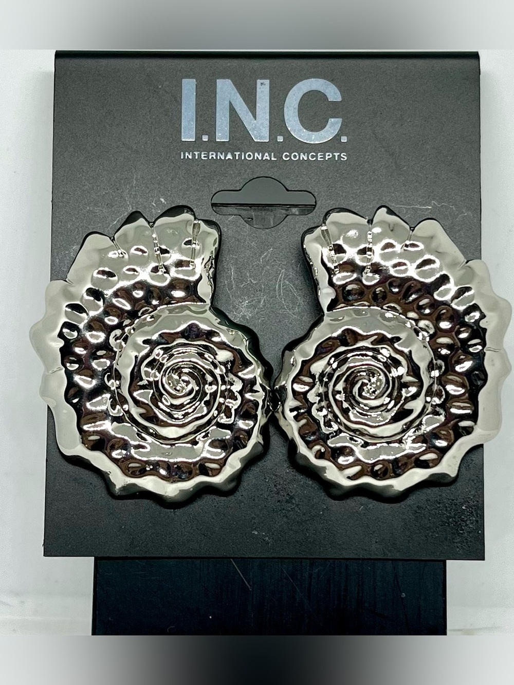 INC International Concepts Shiny Silver Spiral Shell Hair Clips